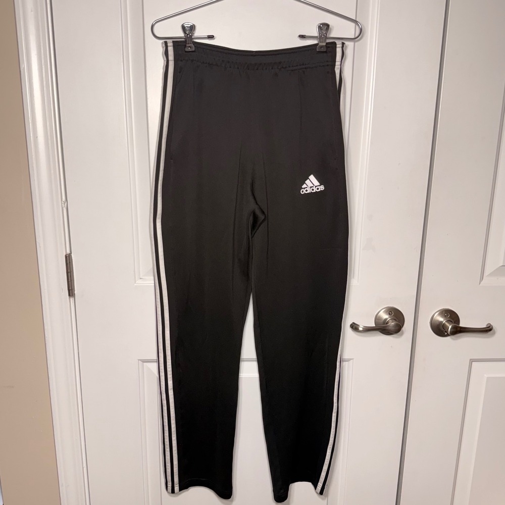 Adidas Climalite Training Pants Black White 3-Stripe Athletic Joggers Mens M